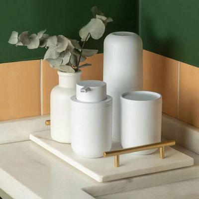 Porta Sabonete Líquido Bold Branco Fosco Dispenser Sabonete 300ml Banheiro Ou