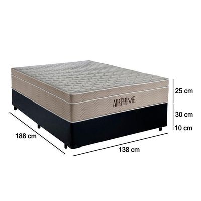 Cama Box Casal Sintético Cremil + Colchão Molas Ensacadas Airprime 138cm Preto