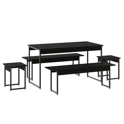 Mesa De Jantar Com 2 Bancos E 2 Banquetas Industrial Tub Preto ônix / Est.preta