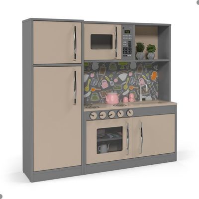 Cozinha Infantil Com Refrigerador México Cinza