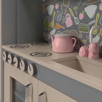 Cozinha Infantil Com Refrigerador México Cinza