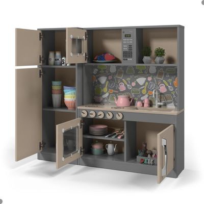 Cozinha Infantil Com Refrigerador México Cinza