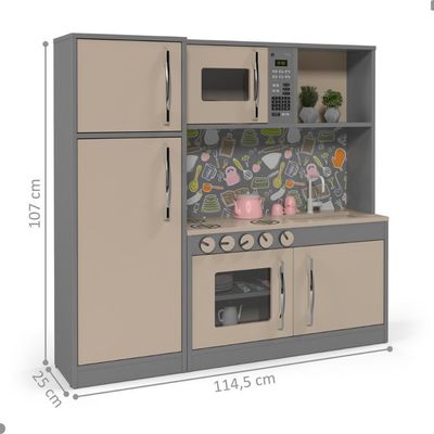 Cozinha Infantil Com Refrigerador México Cinza