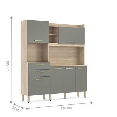 Cozinha Completa 6 Portas Savana Avena Menta