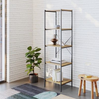 Estante C/05 Prateleiras 152x45x33cm Tub Tueh1545 Lâmina Mel - Est.preta Lâmina Mel / Est.preta