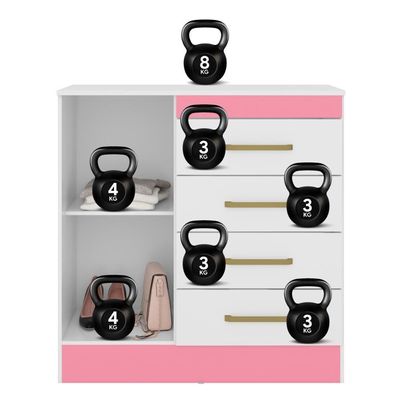 Cômoda 4 Gavetas 1 Porta Montevideu Branco/rosa Flex Demóbile