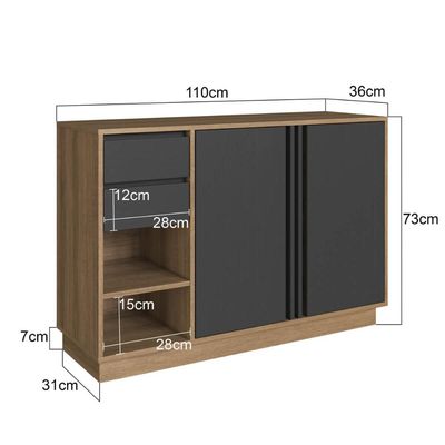 Armário Balcão para Escritório com 2 Portas e 2 Gavetas AB5200 Mel Grafite Faema