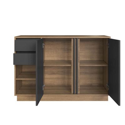 Armário Balcão para Escritório com 2 Portas e 2 Gavetas AB5200 Mel Grafite Faema