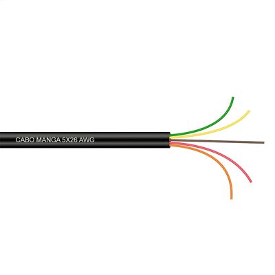 Cabo Manga 5x26 AWG - sem Blindagem Preto - 100 Metros