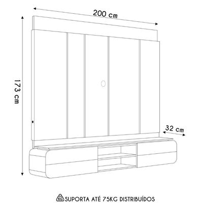 Painel Para Suspenso 75 Pol 200cm Macau L06 Tauari-off - Mpozenato