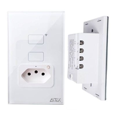 Tomada Inteligente Com Interruptor Wi-fi 2 Botões Alexa E Google Bivolt