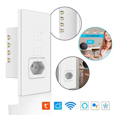 Tomada Inteligente Com Interruptor Wi-fi 2 Botões Alexa E Google Bivolt