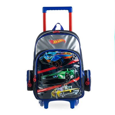 Mochila Escolar Infantil Rodinhas Hot Wheels Preta U / Preto