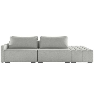 Sofá Ilha Modular Para Sala 232cm Com Puff Dublin K01 Linho Cinza - Lyam Decor