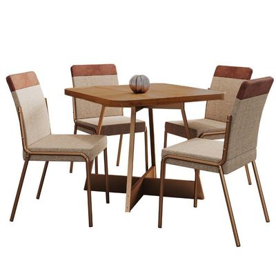 Conjunto Sala De Jantar 4 Cadeiras Seul Carraro Nogal