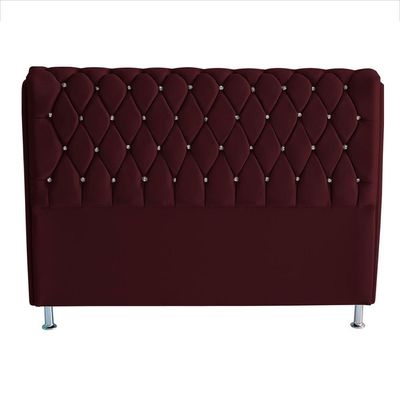 Cabeceira De Cama Box Londres King 195 Cm Suede Botão De Strass Bordo Do Lar Móveis E Decoração