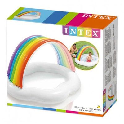 Piscina Inflável Infantil Nuvem Com Cobertura Arco-íris 82 Litros Intex