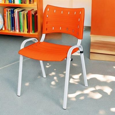 Cadeira Iso Base Branco Igreja, Escola, Escritório - Laranja Kit 11 Peças