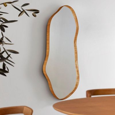Espelho Decorativo Orgânico Aura 44x119cm Moderna Mobília Cinamomo Imbuia Nat