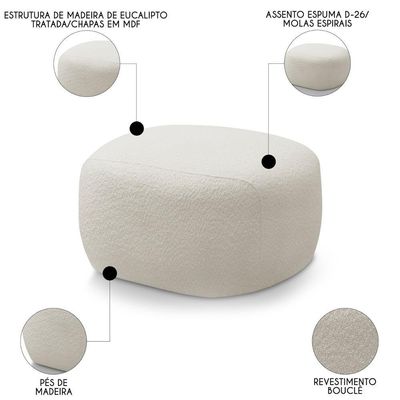 Puff Decorativo Orgânico Para Living Donk L08 Boucle Branco - Mpozenato