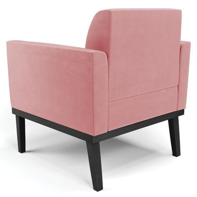 Poltrona Decorativa Base Madeira Preto Maressa Suede Rosê - Ibiza