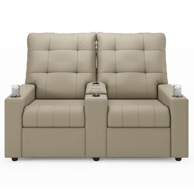 Poltrona De Cinema Reclinável 2 Lugares Baú Usb Mallie Fh9 Veludo Bege - Mpozenato