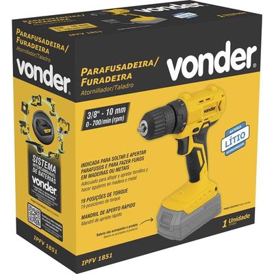Parafusadeira furadeira a bateria 18 V sem bateria e sem carregador IPFV 1851 VONDER