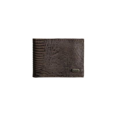 Carteira Masculina de Couro Lezard Café U / Marrom