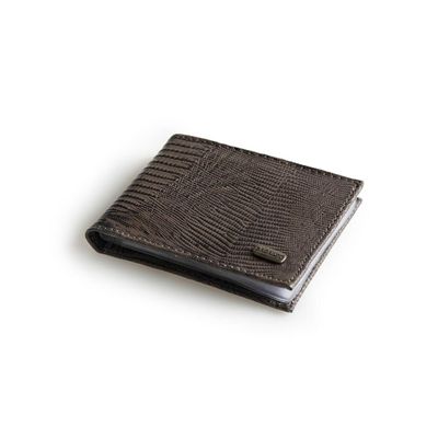 Carteira Masculina de Couro Lezard Café U / Marrom