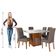 Conjunto Sala De Jantar Amsterdã New Mesa Com Tampo Giratório 6 Cadeiras Grécia Madeirado/mascavo