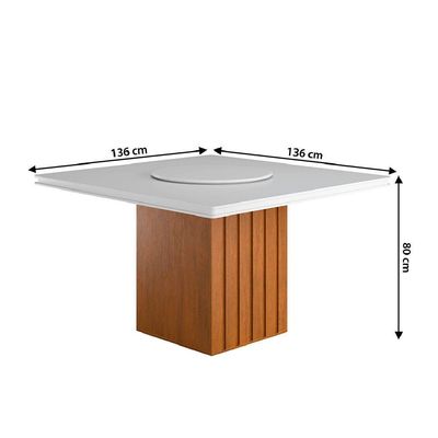 Conjunto Sala De Jantar Amsterdã New Mesa Com Tampo Giratório 6 Cadeiras Grécia Madeirado/mascavo