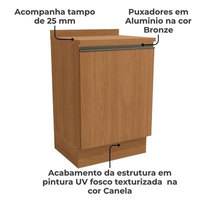 Balcao Com Tampo 1 Porta 60 Cm Maxxi G742 Kappesberg Canela