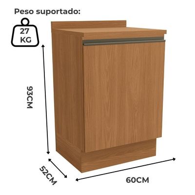 Balcao Com Tampo 1 Porta 60 Cm Maxxi G742 Kappesberg Canela