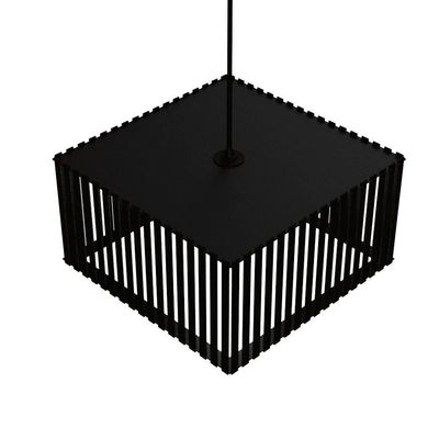 Luminária Pendente Barcelona Modelo Ripado - Preta