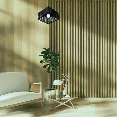 Luminária Pendente Barcelona Modelo Ripado - Preta