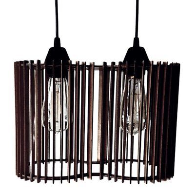 Luminária Pendente América Modelo Ripado Preta