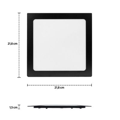 Painel De Led 18 W 4000k Quadrado Embutir Preto Foxlux