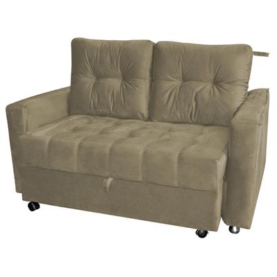 Sofá Cama 2 Lugares Duleek Veludo Turkey Cappuccino