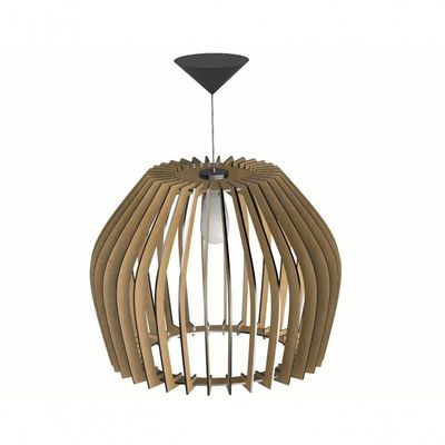 Luminária Teto Tipo Pendente Troia Mdf - Completa - Marrom
