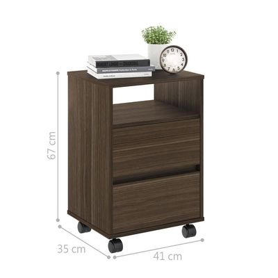 Conjunto Mesa De Cabeceira Com Rodízios Nadi Marrom