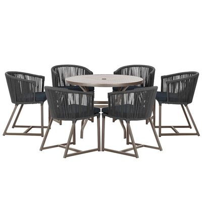 Mesa Com 6 Cadeiras De Jantar Noronha E12 Trama Original Preto
