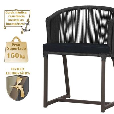 Mesa Com 6 Cadeiras De Jantar Noronha E12 Trama Original Preto