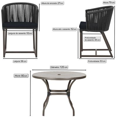 Mesa Com 6 Cadeiras De Jantar Noronha E12 Trama Original Preto