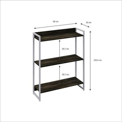 Estante Dynamica 80x30x104cm C/03 Prateleiras Carvalho Dark / Est.branca Carvalho Dark / Est.branca