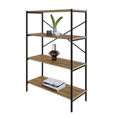 Estante C/04 Prateleiras 118x80x33cm Tub Tueh1184 Lâmina Mel - Est.preta Lâmina Mel / Est.preta