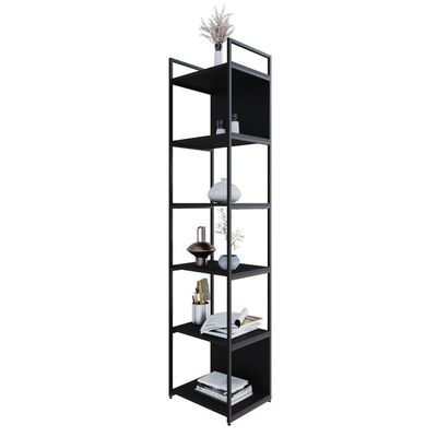 Estante Alta C/06 Prateleiras 185x45x33cm C/fundo Yon Preto Tx/est.preta Preto Tx/est.preta