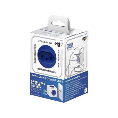 Powercube Original Pwc-r4u Elg Azul 4 Tomadas + 2 Usb
