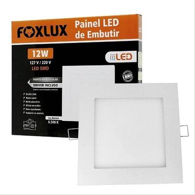 Kit 2 Painel Led Quadrado De Embutir 12w 6500k Bivolt Foxlux