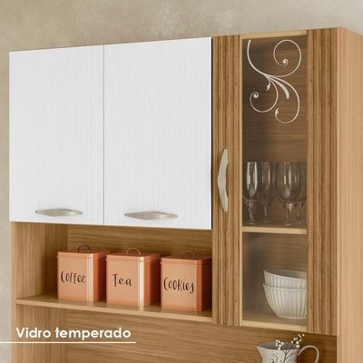 Kit Cozinha 6 portas 1 gaveta 91 Cm Golden Ktp Freijo Supremo Cp Ripado