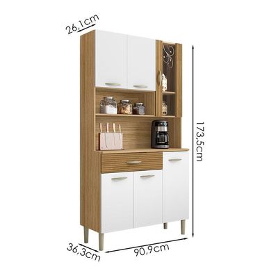 Kit Cozinha 6 portas 1 gaveta 91 Cm Golden Ktp Freijo Supremo Cp Ripado